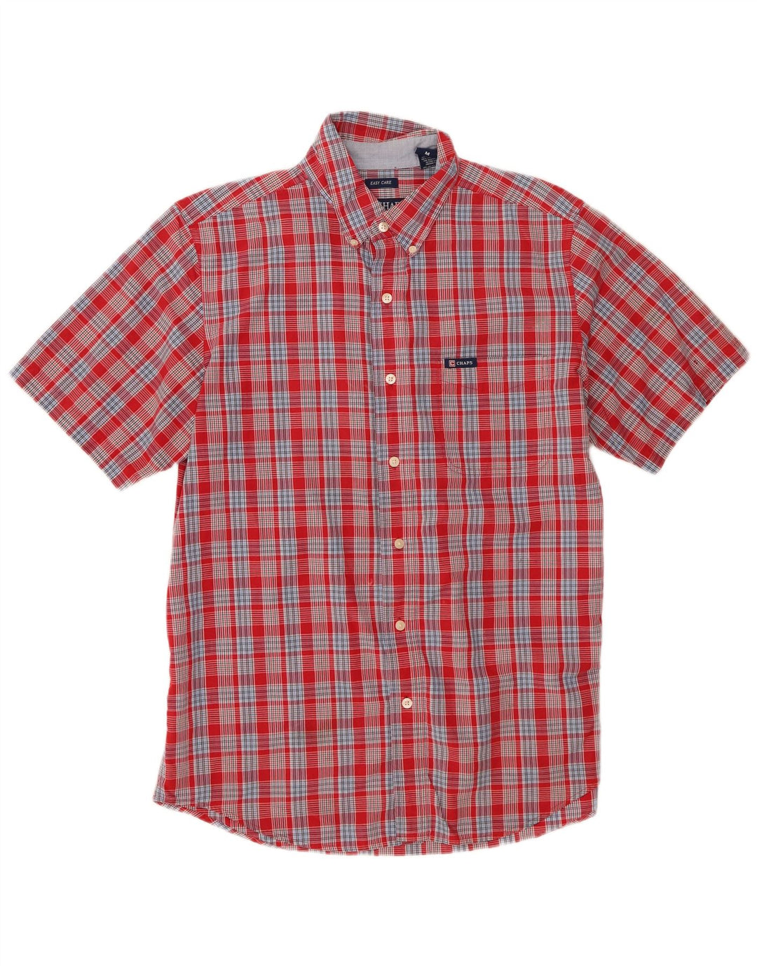 Chaps Camisa de manga corta para hombre de algodón a cuadros rojos medianos