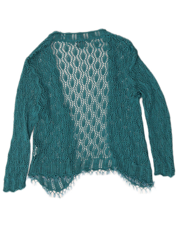 Roman Womens Crochet Cardigan Top UK 16 Large Blue Geometric Viscose