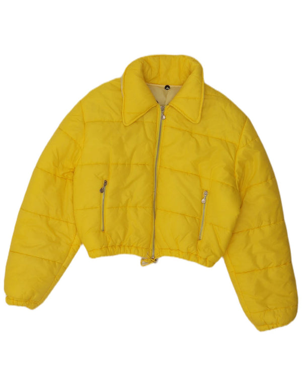 Vintage Womens Crop Padded Jacket UK 14 Medium Yellow