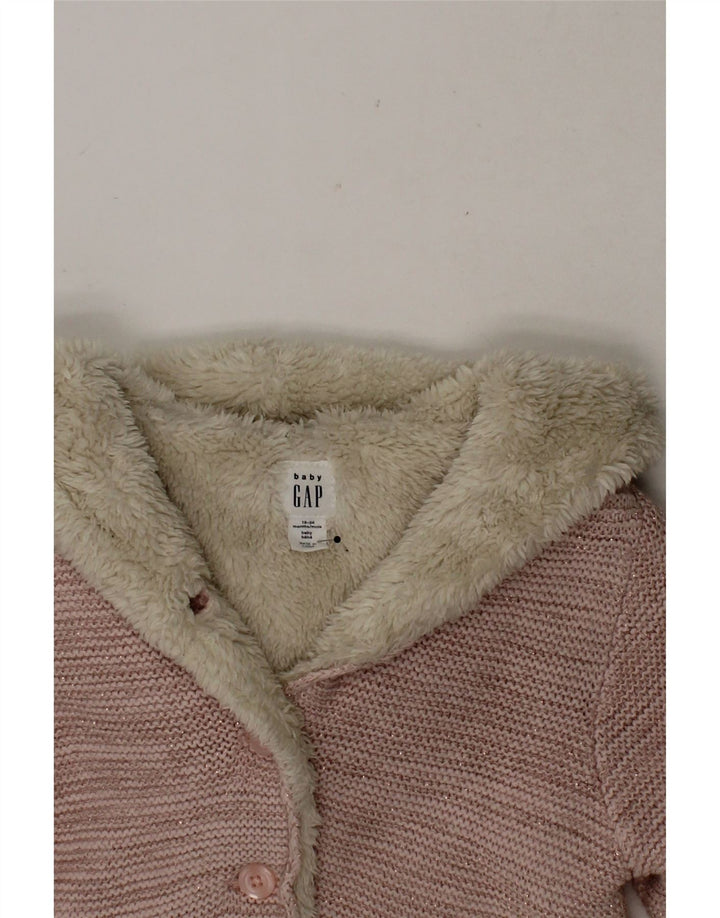 GAP Baby Girls Hooded Cardigan Sweater 18-24 Months Pink Cotton Vintage Gap and Second-Hand Gap from Messina Hembry 