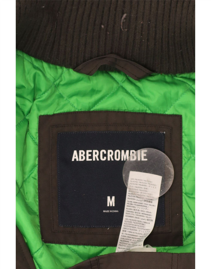ABERCROMBIE & FITCH Mens Hooded Padded Jacket UK 38 Medium Brown Polyester