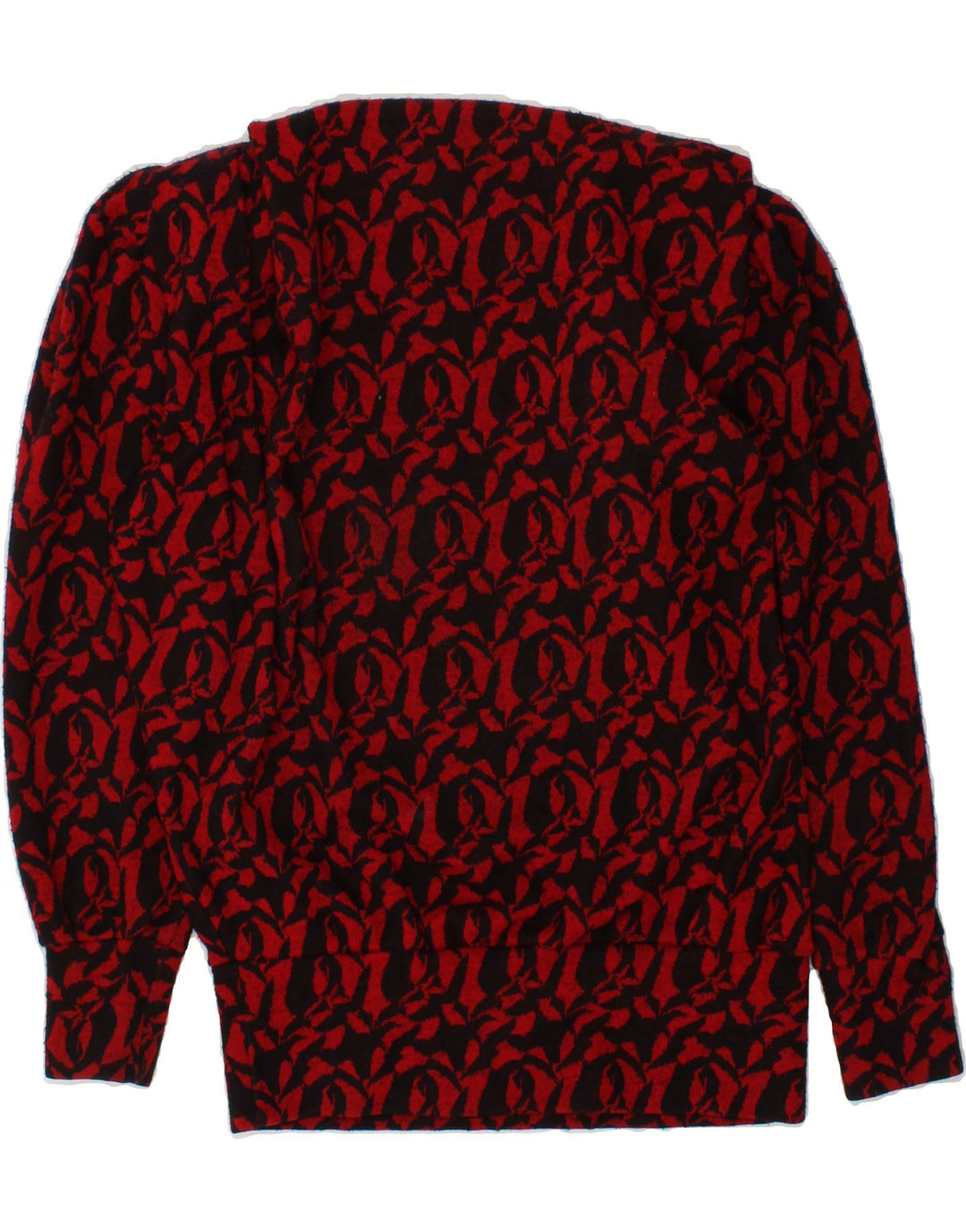 VINTAGE Womens Graphic Turtle Neck Jumper Sweater UK 14 Medium Red Vintage Vintage and Second-Hand Vintage from Messina Hembry 