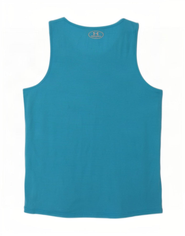 Under Armour Mens Vest Top Large Blue Pinstripe Polyester Sports