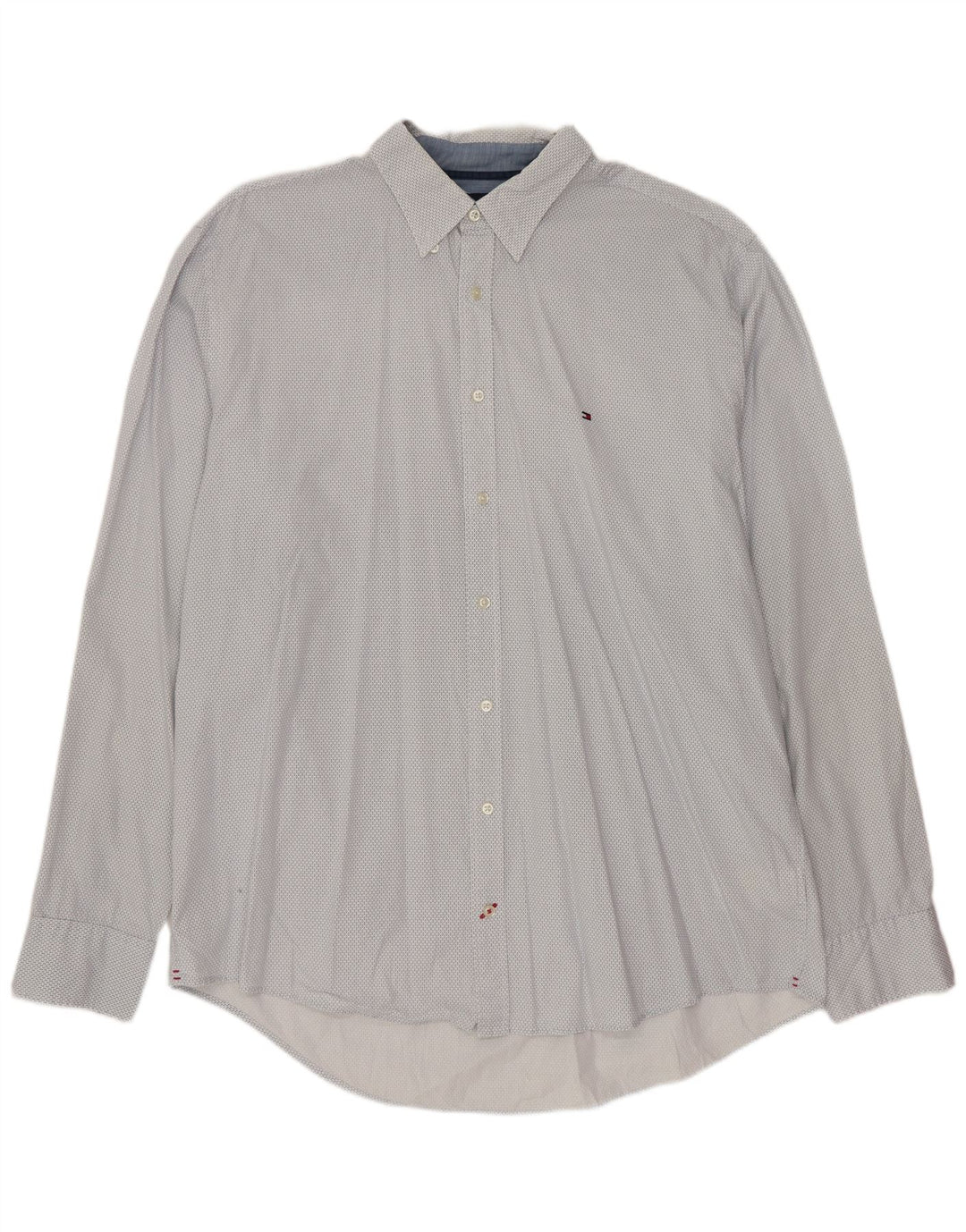 TOMMY HILFIGER Mens Regular Fit Shirt XL White Geometric Cotton