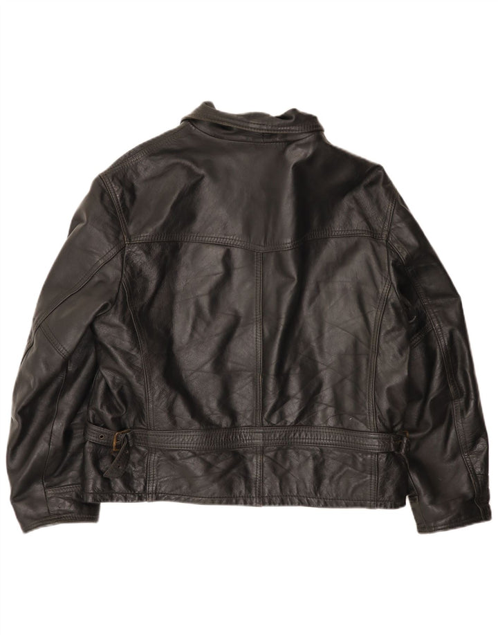 Vintage Mens Leather Jacket UK 42 XL Black Leather