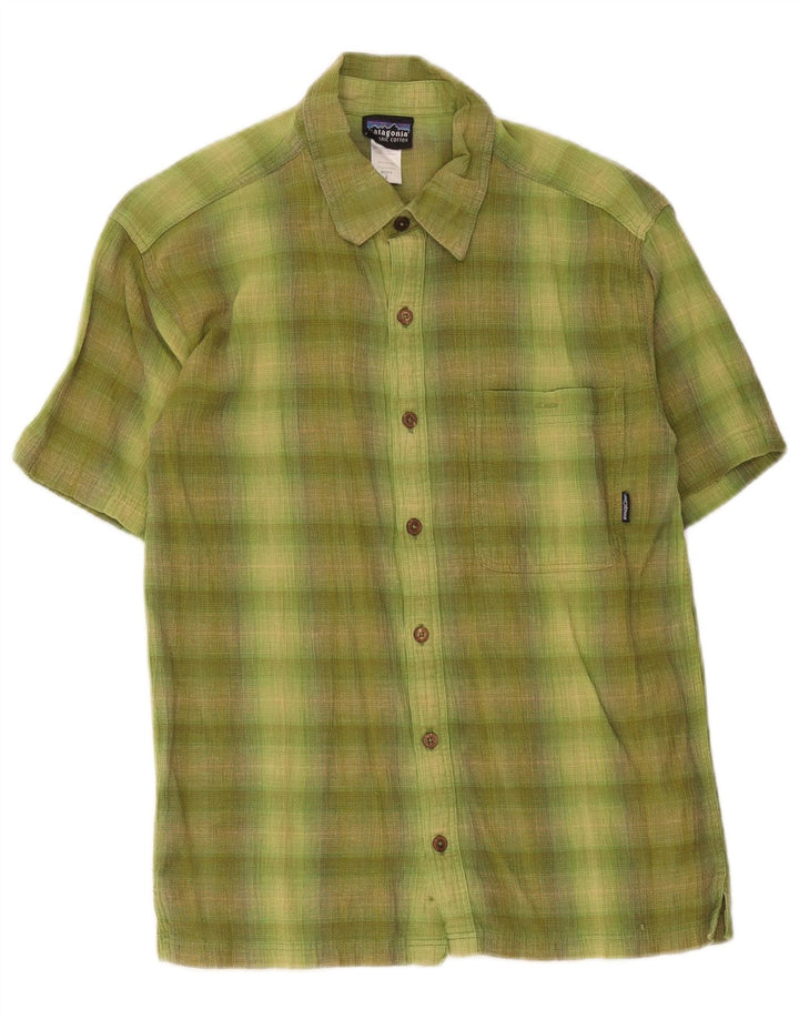 Patagonia Mens Short Sleeve Shirt Small Green Check Cotton