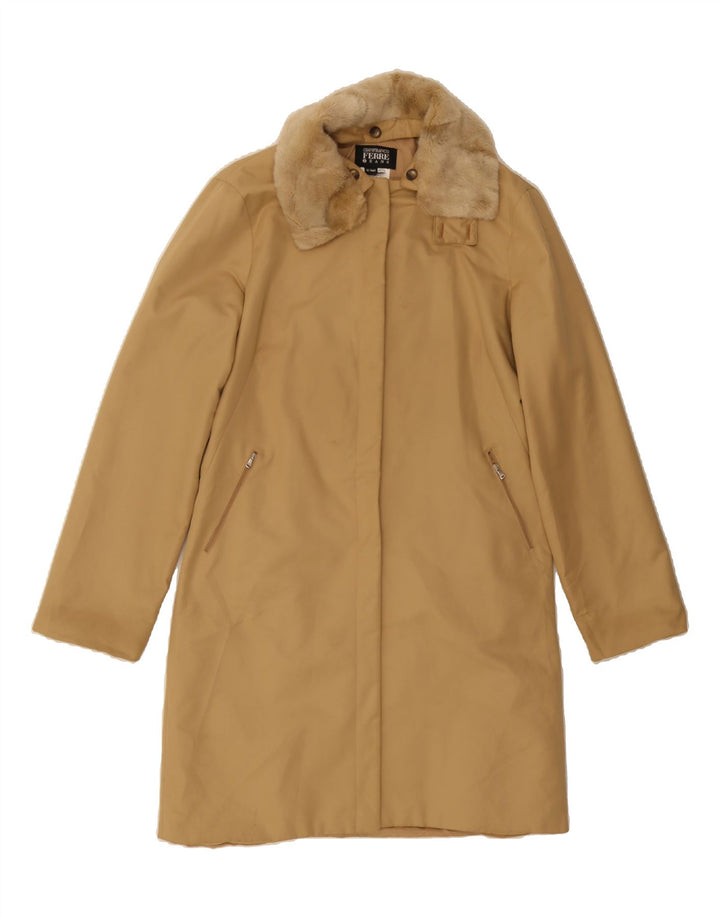 GIANFRANCO FERRE Womens Overcoat UK 14 Medium Beige Polyester Vintage Gianfranco Ferre and Second-Hand Gianfranco Ferre from Messina Hembry 