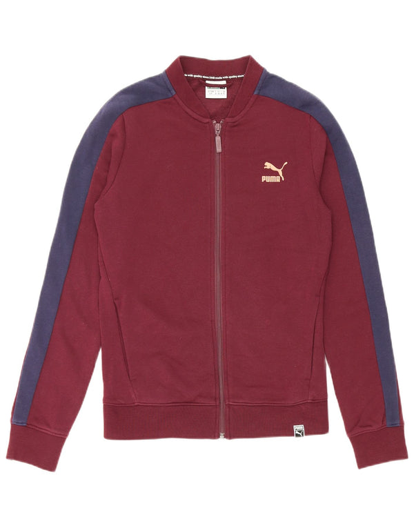 Puma Chaqueta de chándal para mujer UK 10 Small Borgoña Colorblock Algodón