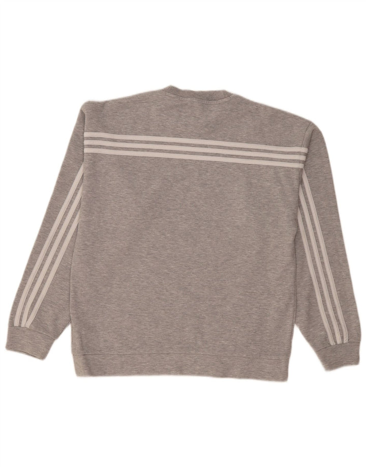 Adidas Mens Sweatshirt Jumper Medium Grey Flecked Cotton