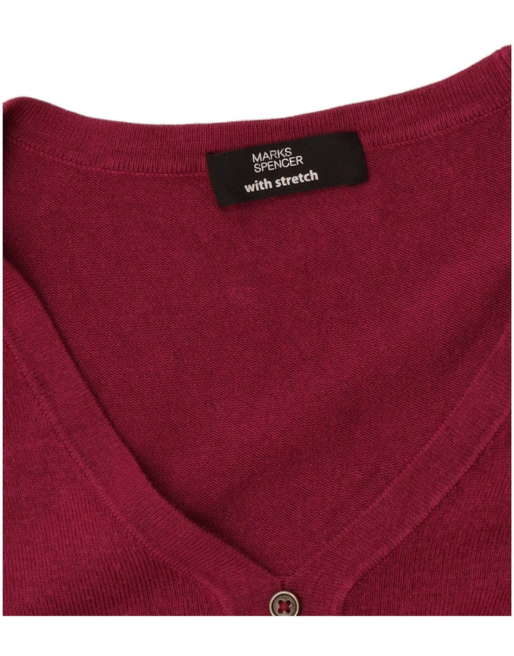 Marks & Spencer Womens V-Neck Jumper Sweater UK 14 Medium Pink