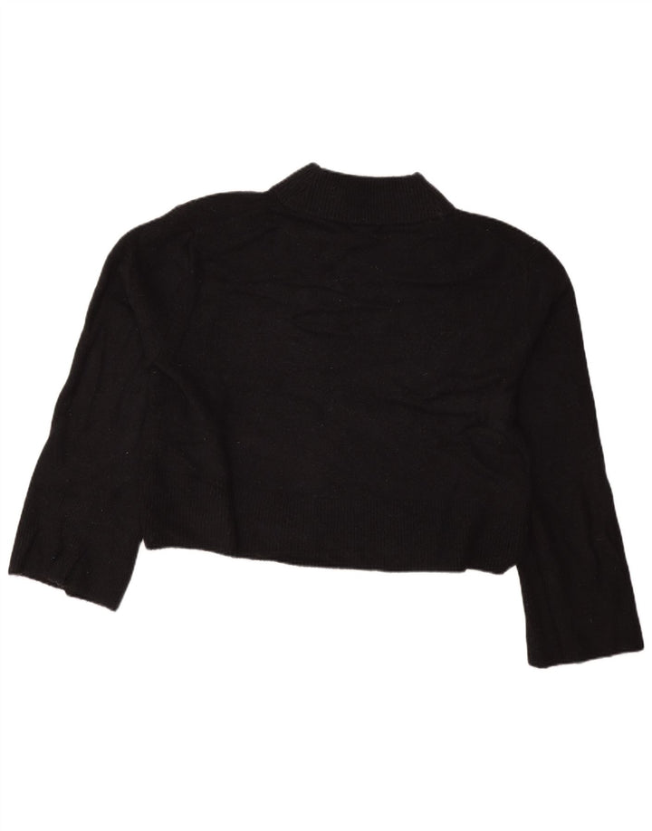 J. CREW Womens Oversized Crop Turtle Neck Jumper Sweater UK 10 Small Black