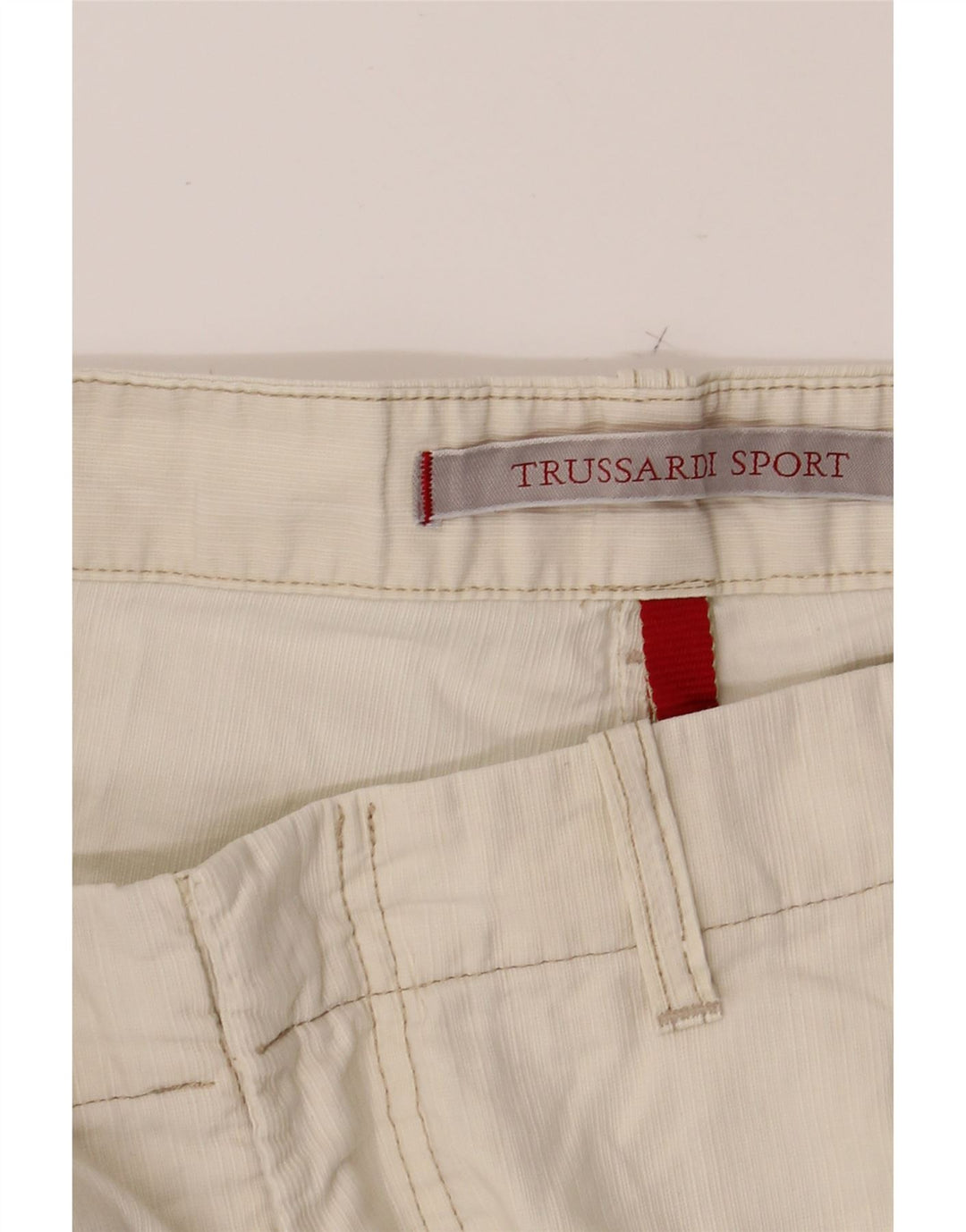TRUSSARDI Mens Straight Chino Trousers W38 L31 Off White Cotton Vintage Trussardi and Second-Hand Trussardi from Messina Hembry 