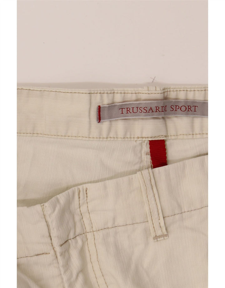 TRUSSARDI Mens Straight Chino Trousers W38 L31 Off White Cotton Vintage Trussardi and Second-Hand Trussardi from Messina Hembry 