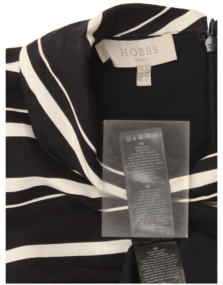 Hobbs Womens Sheath Dress UK 12 Medium  Black Striped Cotton