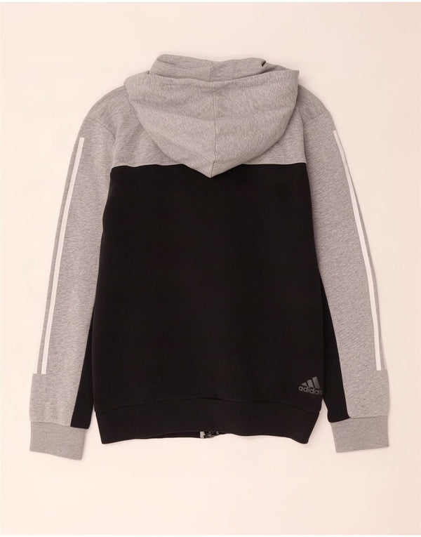 Maglione con cappuccio e zip grafica da uomo Adidas grande in cotone color block nero