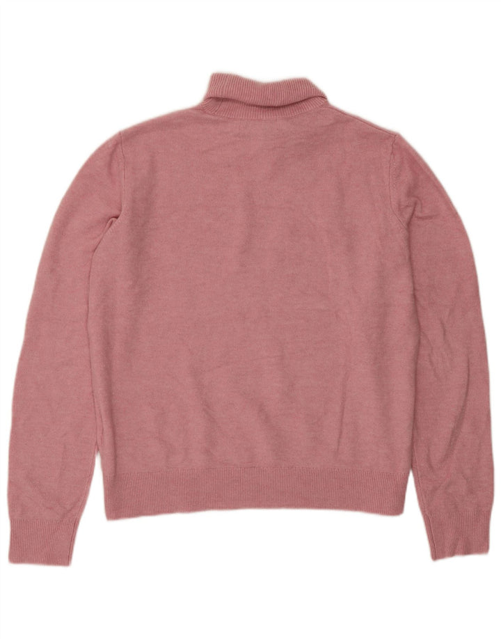 Maglione maglione a collo alto da donna Marks & Spencer UK 10 piccolo poliestere rosa
