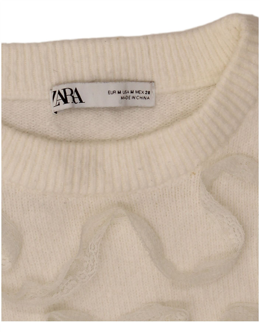 Zara Womens Crop Boat Neck Jumper Sweater UK 14 Medium White