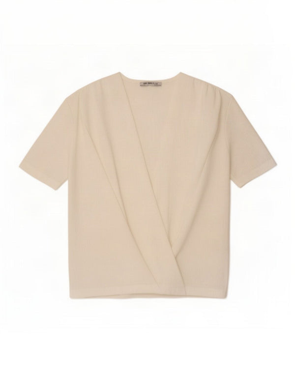 Zara Womens Trafaluc Blusa Top UK 10 Pequeno Branco