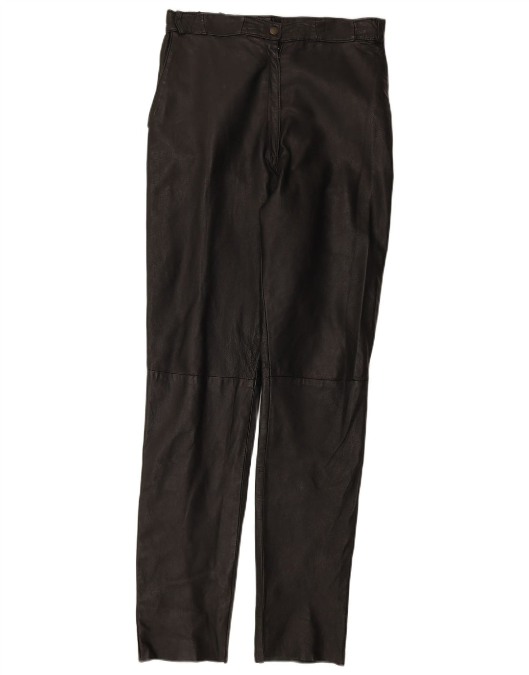 VINTAGE Womens Slim Leather Trousers W30 L33 Black Leather