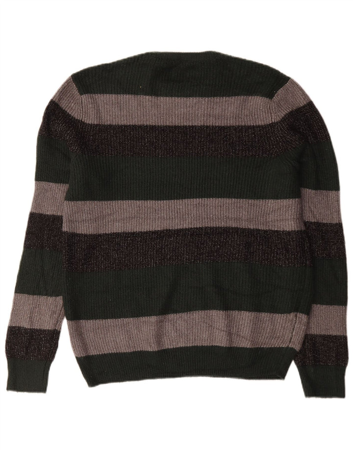 Marks & Spencer Mens Crew Neck Jumper Sweater Medium Green Striped