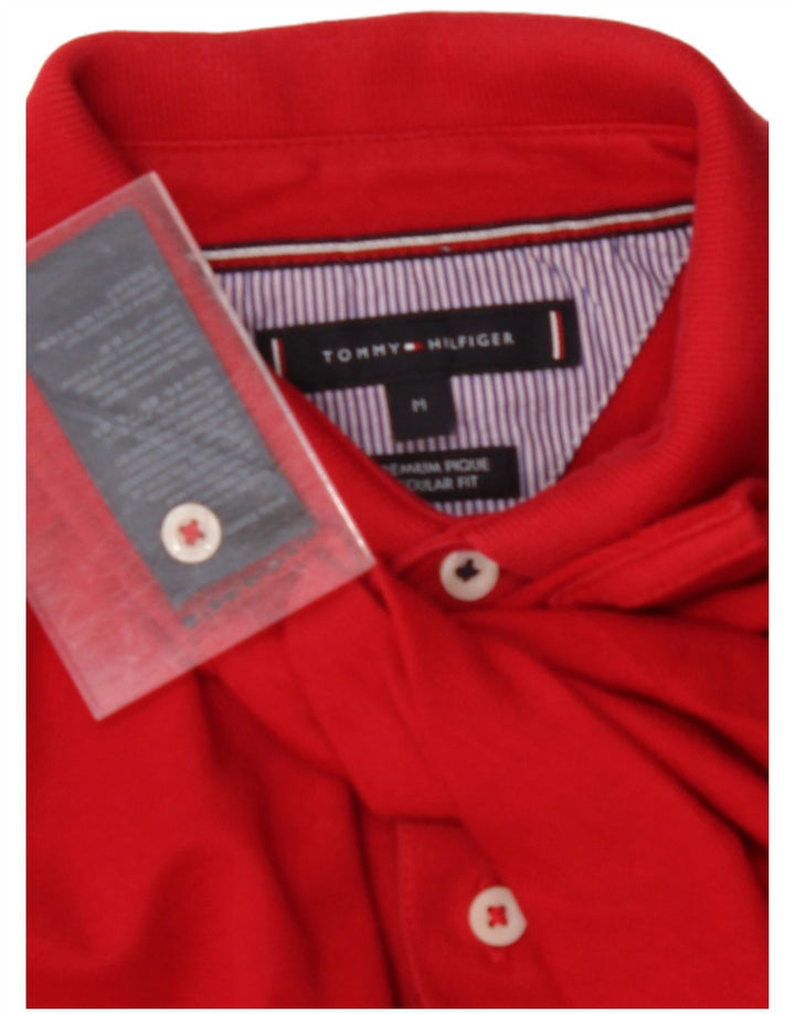 TOMMY HILFIGER Mens Regular Fit Polo Shirt Medium Red Cotton