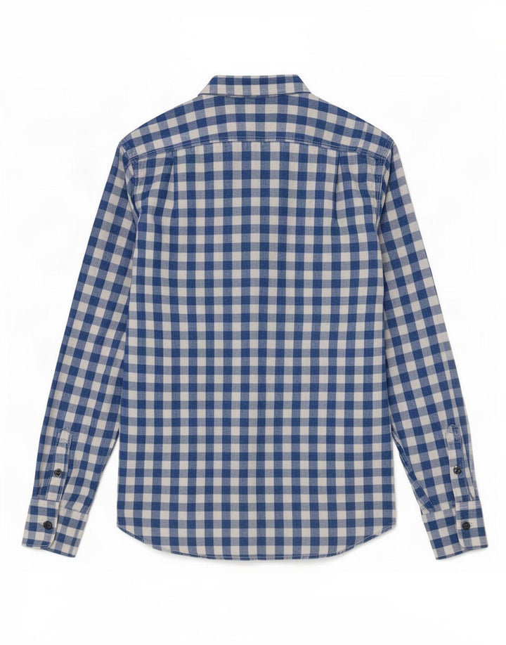 Camicia da uomo Superdry Large in cotone a quadretti blu