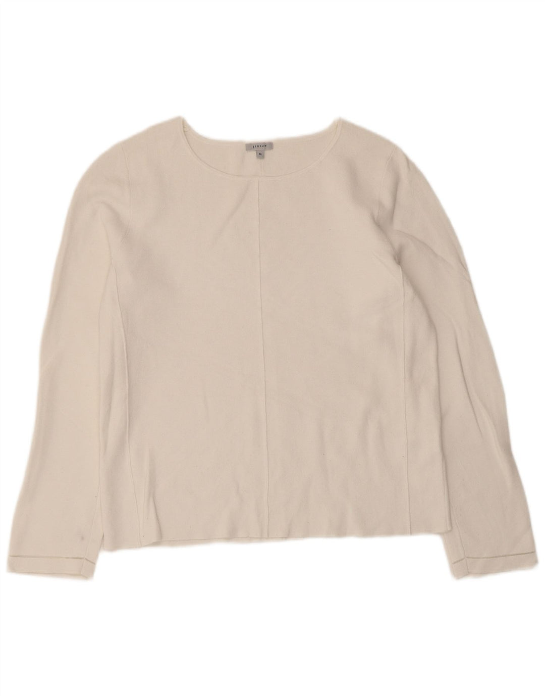Jigsaw Top da donna a maniche lunghe UK 12 Viscosa bianca media