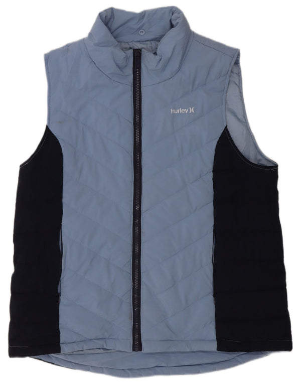 Hurley Mens Padded Gilet UK 40 Large Blue Colourblock Cotton
