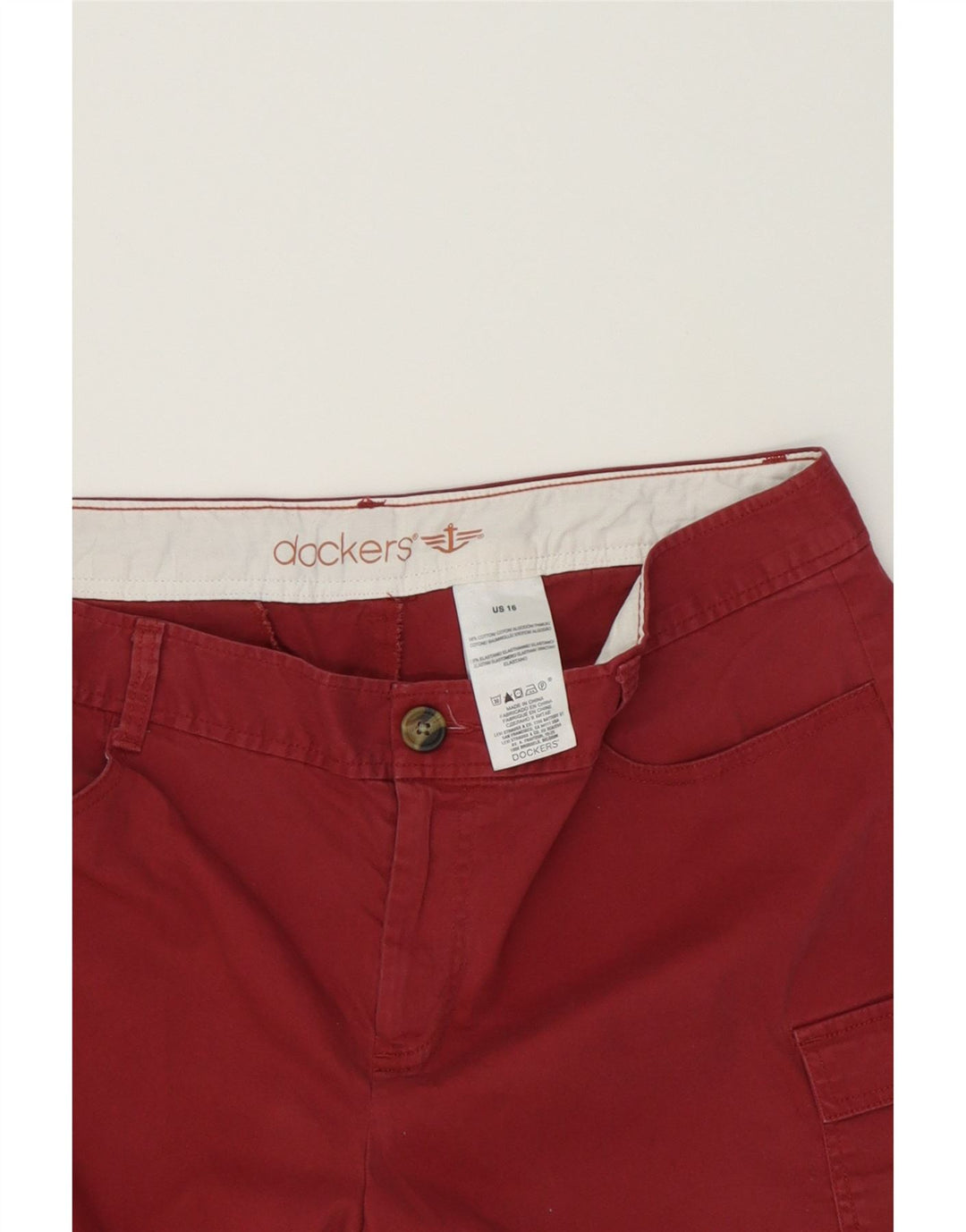 DOCKERS Womens Cargo Shorts US 16 2XL W36 Red Cotton Vintage Dockers and Second-Hand Dockers from Messina Hembry 