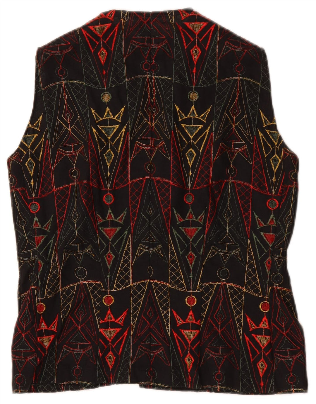 Vintage Womens Waistcoat UK 12 Medium Black Geometric