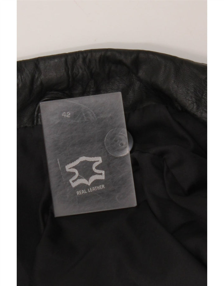 VINTAGE Mens Leather Coat UK 42 XL Black Leather