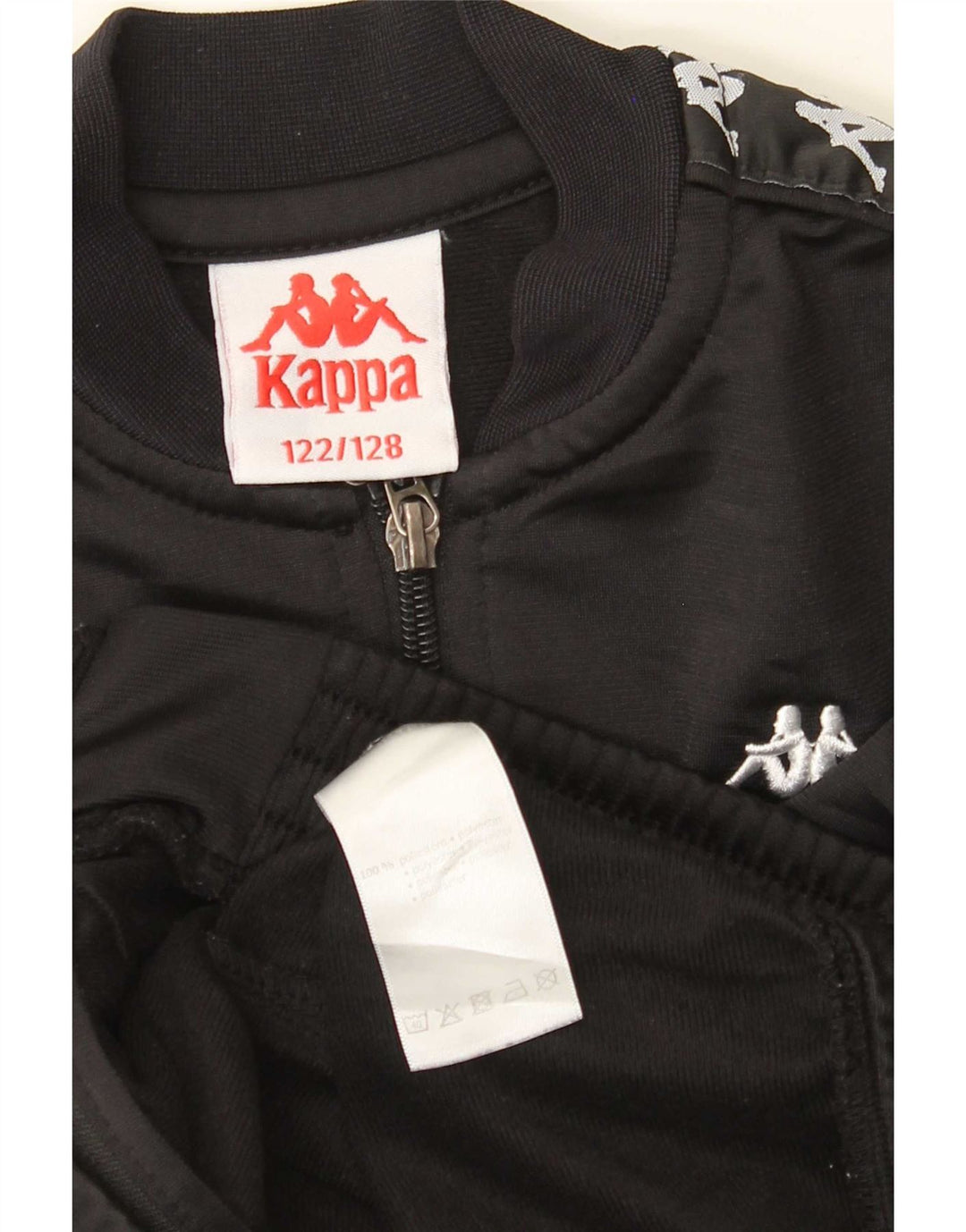 Kappa Boys Graphic Chándal Top Chaqueta 7-8 Años Negro Poliéster