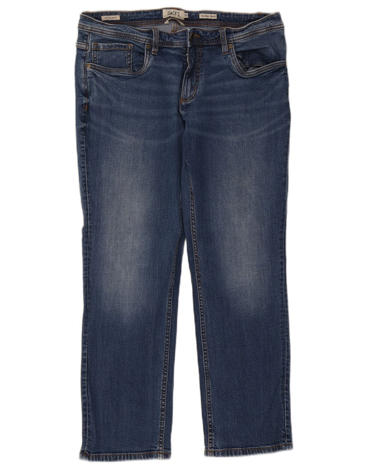 Jeans dritti da uomo dalla vestibilità regolare di Dack IT 50 Large W34 L28 in cotone blu