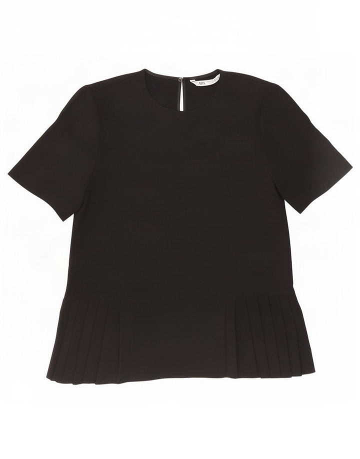 Zara Womens Blouse Top UK 10 Small Black
