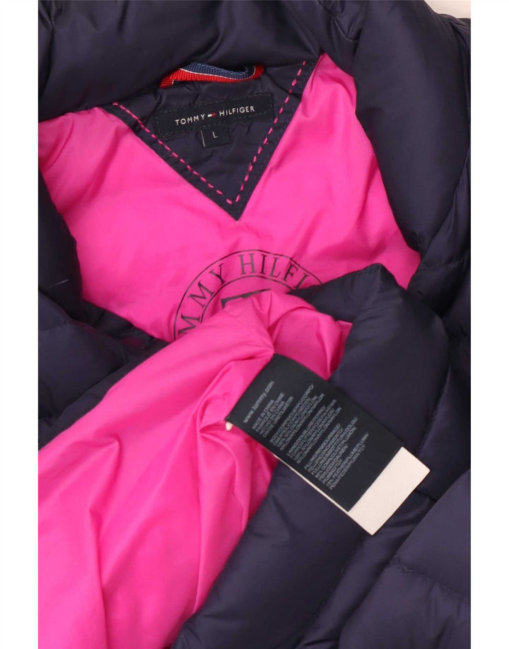 Tommy Hilfiger Dame Polstret Jakke UK 16 Large Navy Blue Nylon