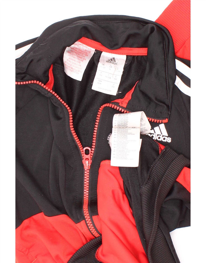 Adidas Boys tréningruha felső kabát 11-12 éves piros Colourblock poliészter