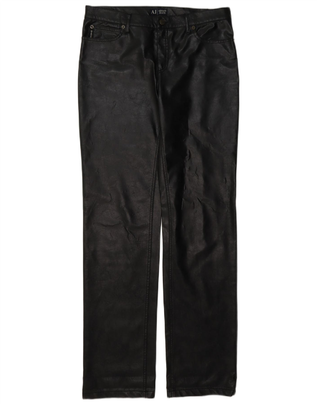 Calça feminina de couro Armani W30 L35 preta