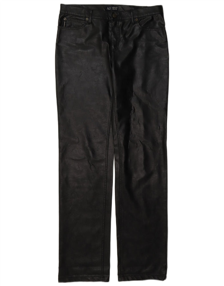 Calça feminina de couro Armani W30 L35 preta