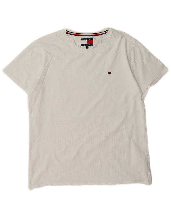 Tommy Hilfiger T-Shirt Femme Top UK 16 Large Blanc Coton