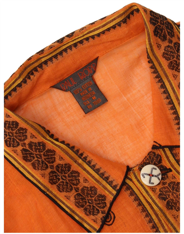 PAUL ROPP Womens See Through Oversized Shirt UK 14 Medium Orange Paisley