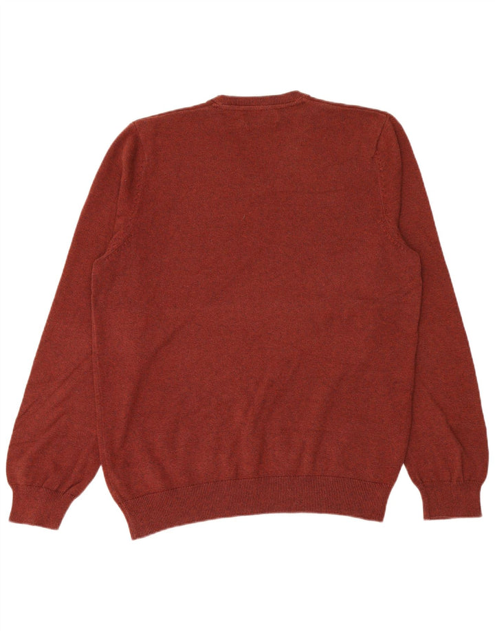 Maglione da uomo con scollo a V Marks & Spencer grande cotone screziato rosso