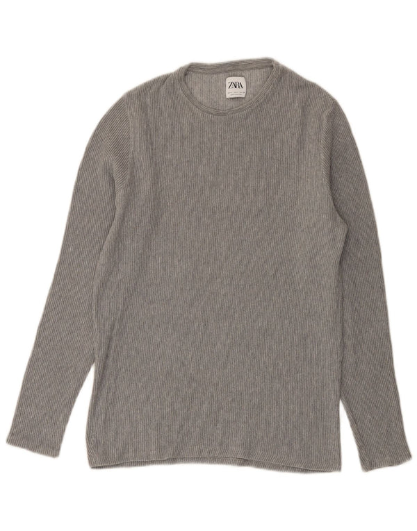 Zara Mens Top Long Sleeve Small Grey