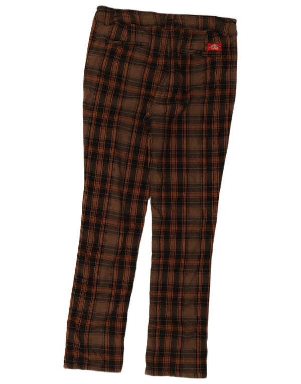 Dickies Pantalon chino skinny pour femme US 13 Large W34 L30 Rayonne à carreaux marron