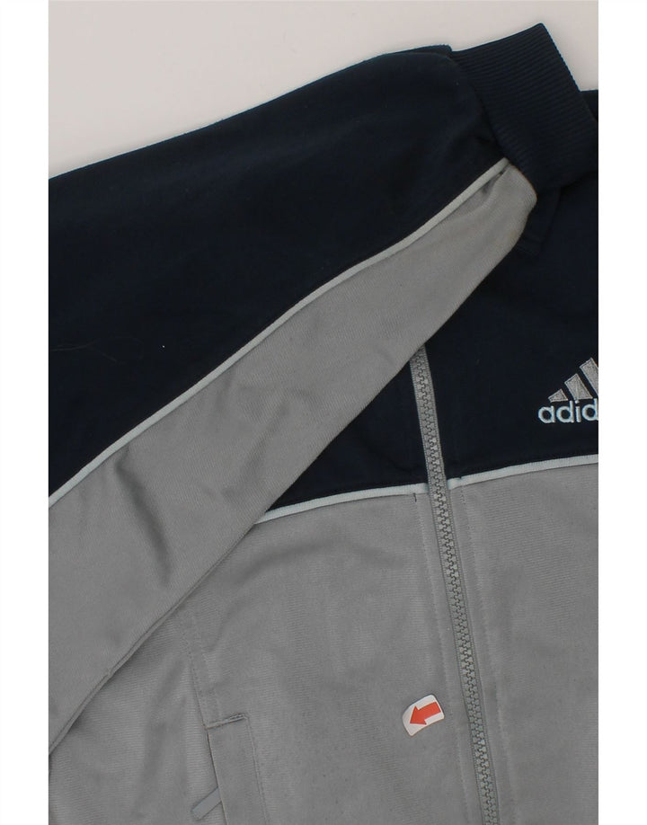 ADIDAS Boys Graphic Tracksuit Top Jacket 9-10 Years Grey Colourblock Vintage Adidas and Second-Hand Adidas from Messina Hembry 