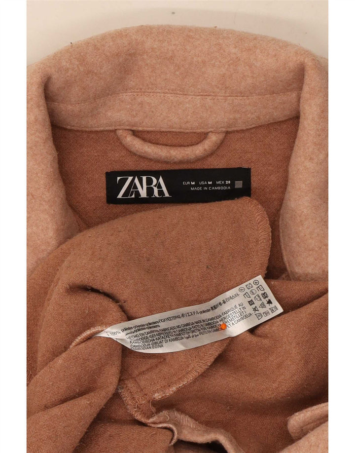 Zara Damen Shacket Übergroße Jacke UK 14 Mittelrosa Polyester