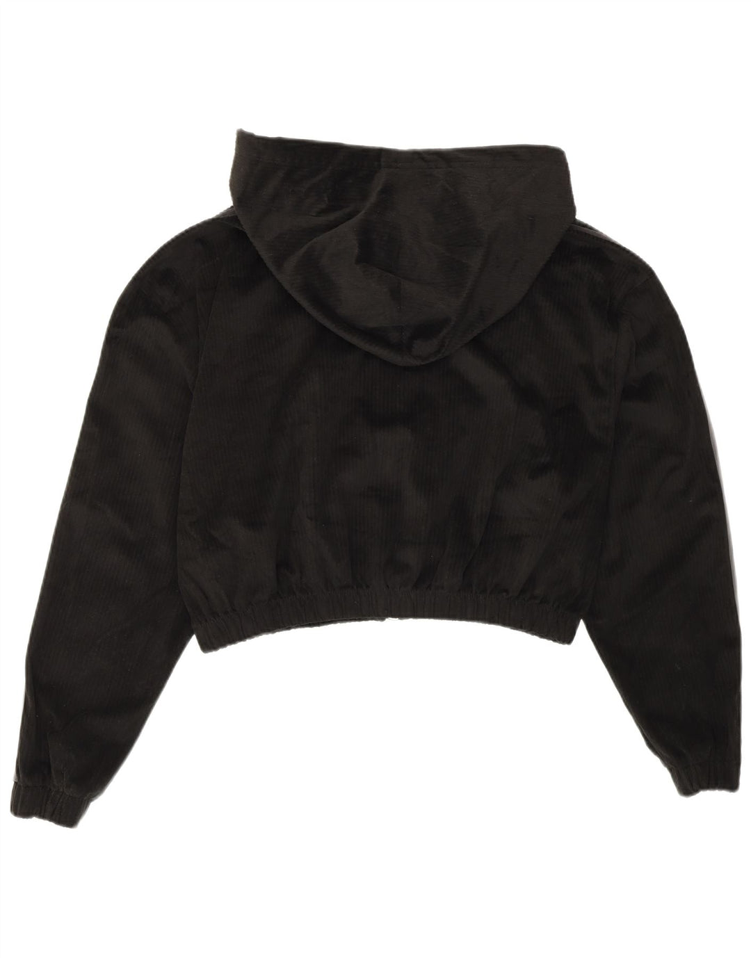 Adidas Womens Crop Oversized Zip Hoodie Sweater UK 10 Small Black Polyester