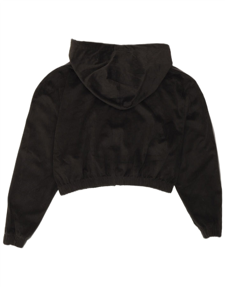 Adidas Womens Crop Oversized Zip Hoodie Sweater UK 10 Small Black Polyester