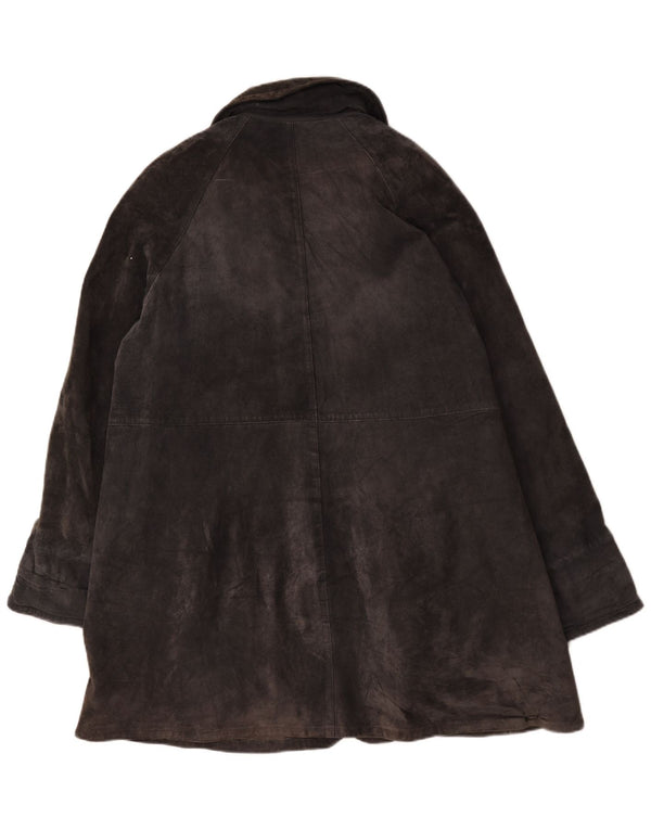 Privilegi Womens Suede Overcoat IT 46 Large Grey Leather