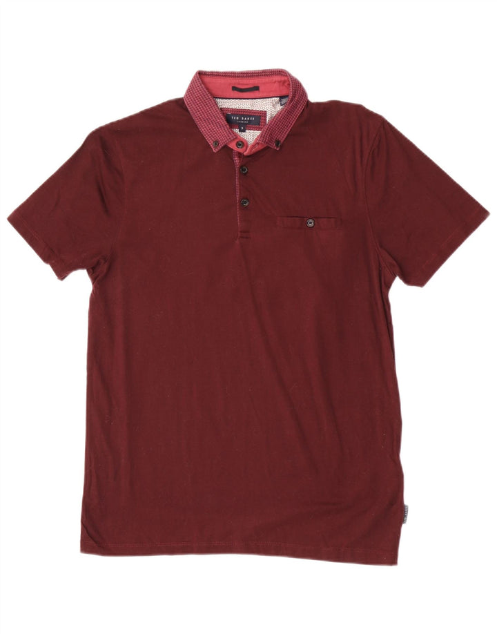 Ted Baker Polo Homme Taille 3 Coton Géométrique Marron Moyen