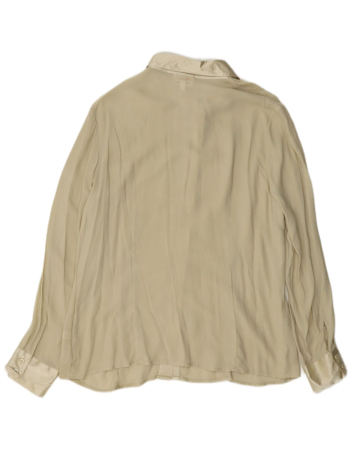 cherie Womens Shirt Blouse IT 48 XL Beige Silk
